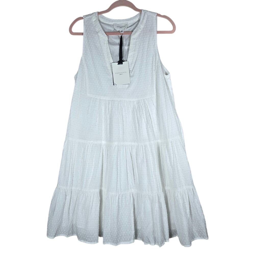 Pomander‎ Place Sleeveless Kenzo Dress Medium White Swiss Dot Cotton Tuckernuck